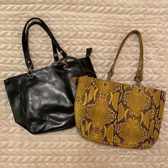 Opening Ceremony Handbags - Two Opening Ceremony Leather Purses- Black and Yellow Python/Snake